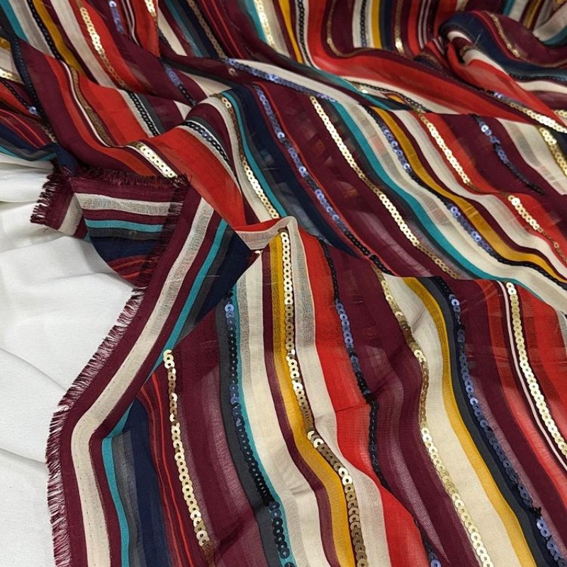 Tecido de lantejoulas bordado  - Ethnic Fashion Design avaliação e preço