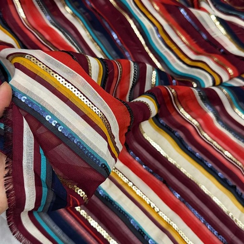 Tecido de lantejoulas bordado  - Ethnic Fashion Design avaliação e preço