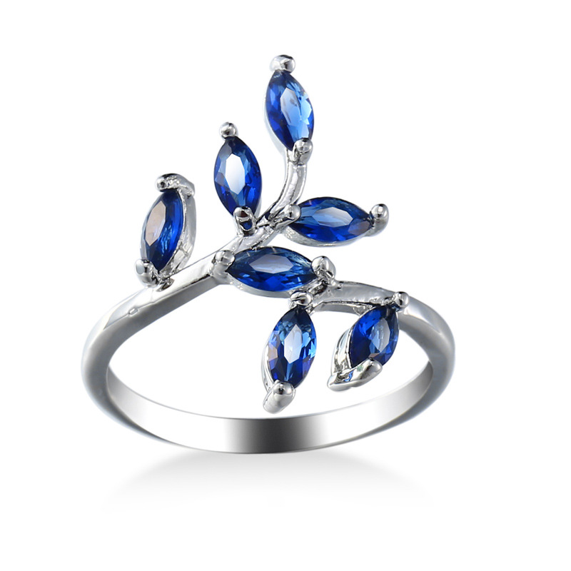 Bonito azul folhas design anéi - Ethnic Fashion Design avaliação e preço